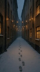 Fototapeta premium Serene snowy alleyway mobile wallpaper
