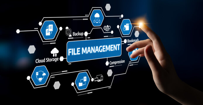 A user engages with a futuristic file management interface, highlighting essential tools for cloud storage, backup, and compression to optimize digital workflow. Tessel