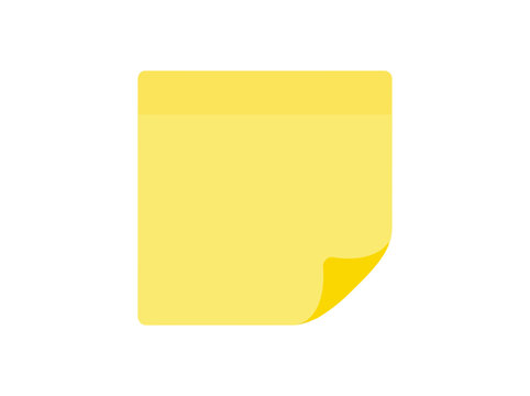 Yellow sticky note with curled corner vector illustration memo paper post it note