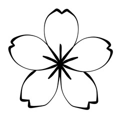 Naklejka premium A clean and elegant minimalist cherry blossom line art. Perfect for coloring books, tattoo stencils, wedding invitations, logos, and DIY crafts
