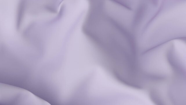 Soft flowing folds pastel purple silk fabric 3d animation wavy satin cloth liquid texture smooth gentle airy elegant abstract background serene motion minimal luxury surface curves textile draping