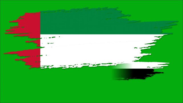 United Arab Emirates UAE Flag Grunge Brush Stroke Animation, Emirati National Flag, UAE Patriotic Motion Background