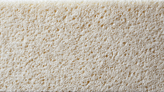 Detailed macro view of a white sponge showing its intricate porous structure