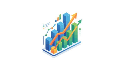 Fototapeta premium Isometric 3D bar graph showing business increase.