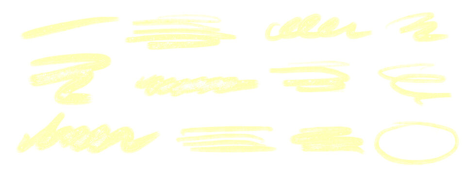 Golden glitter hand drawn scribble strokes isolated on a transparent background. Sparkling marker lines and doodle highlights for creative festive design. PNG image