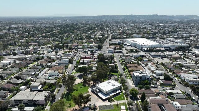 Los Angeles Mid Wilshire to Pico Blvd Aerial Shot Forward California USA
