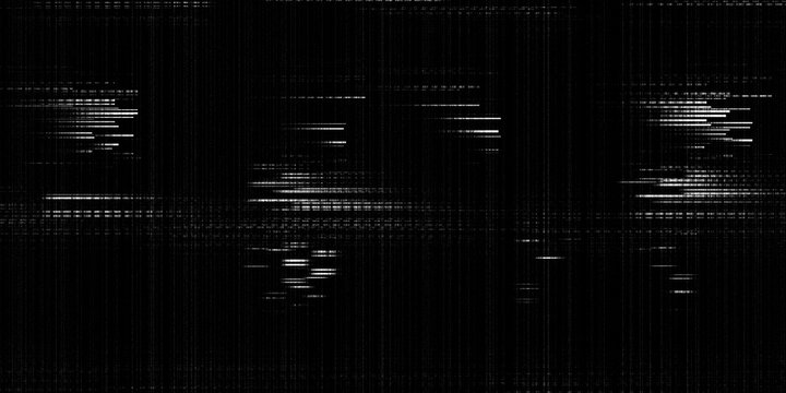 Abstract digital glitch texture with distorted static noise and corrupted screen effect isolated on white background