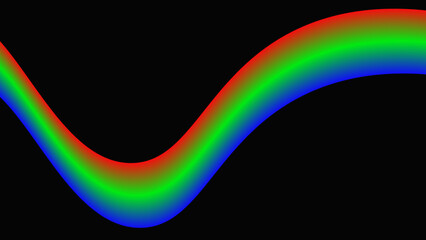 Fototapeta premium Vibrant Multicolor Wavy Gradient Abstract Background in Blue Green and Red on Black for Modern Digital Art and Design