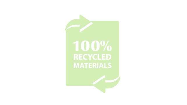 100% recycled materials, icon, vector, label.