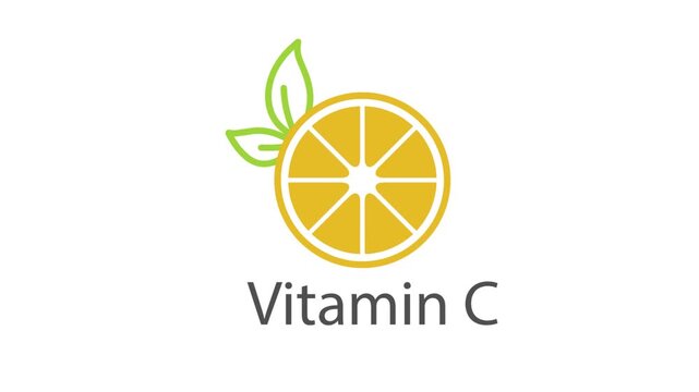 Vitamin C orange and structure. Pill vitamins complex - icon, vector.