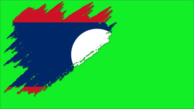 Laos Flag Grunge Brush Stroke Animation, Lao National Flag, Laos Patriotic Motion Background, Lao Flag Video
