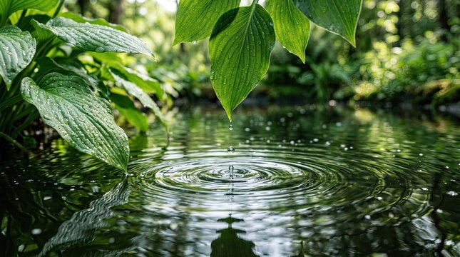green leaf in water