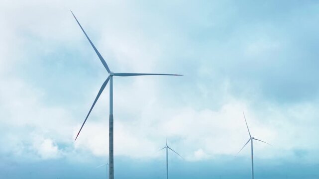 Wind Turbines in Rural Farmland Hubei China
