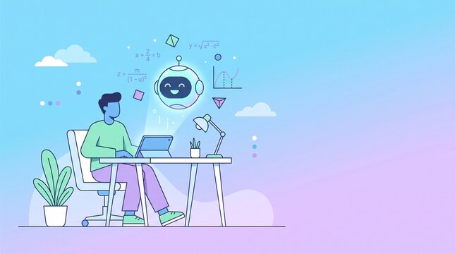 AI-powered learning assistance and future education concept