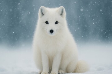 Naklejka premium Arctic fox sitting in snow