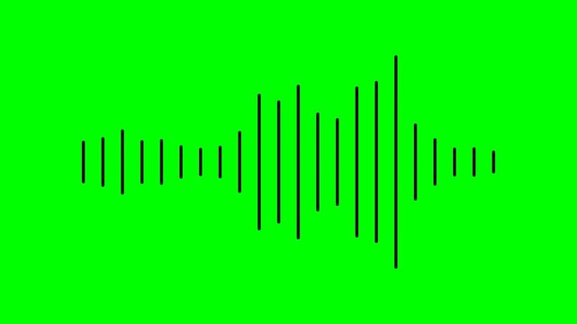 Animated Black Audio Waveform Equalizer on Green Screen