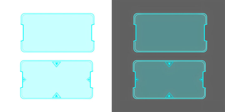 ​Cyberpunk style cyan hud frame collection for gaming overlay digital tech banner display background design