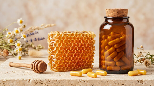 Royal Jelly Capsules with Natural Honeycomb.