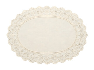 Elegant oval lace doily mat for vintage style table setting. © RK graphics