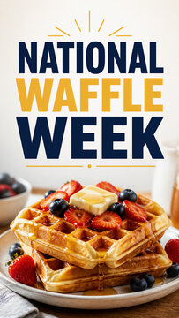 National Waffle Week Stack with Berries and Butter