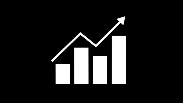 Bar chart for growing business progress. Developing company growth during the year. Technology hud style computer animation.&nbsp;Business growing animation hi-tech style bar chart with progress line. 