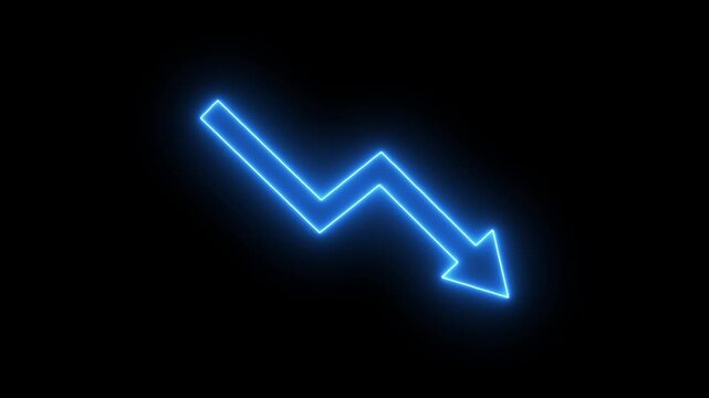 Neon line Down business graph loss project. 4k Business graph. loss graph direction. damage business graph. down business graph icon. business or finance concept icon animation.