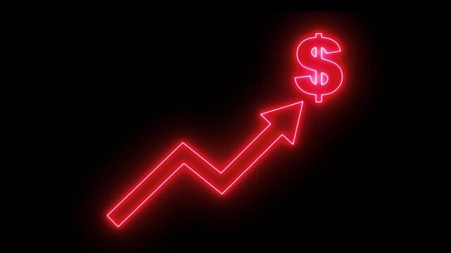 Animation for growth business, economy, finance and success concept. Dollar currency price up animation. Abstract neon line dollar business graph animation. Motion Graphic 4K