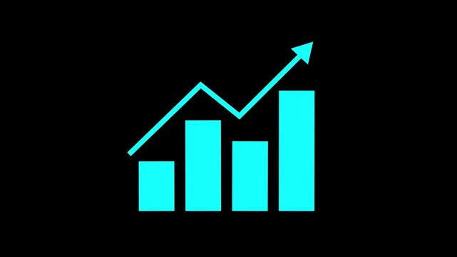Bar chart for growing business progress. Developing company growth during the year. Technology hud style computer animation.&nbsp;Business growing animation hi-tech style bar chart with progress line. 