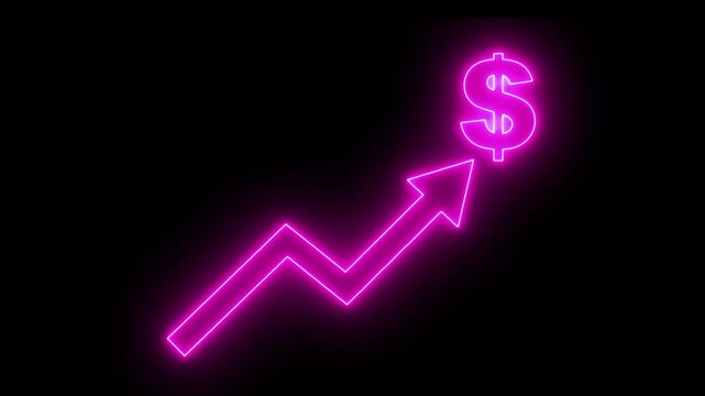 Animation for growth business, economy, finance and success concept. Dollar currency price up animation. Abstract neon line dollar business graph animation. Motion Graphic 4K