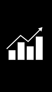 Growing business bar chart with digital technology elements. hi-tech style tech hud element and grid. Digital white bar chart with growing business concept. 4K