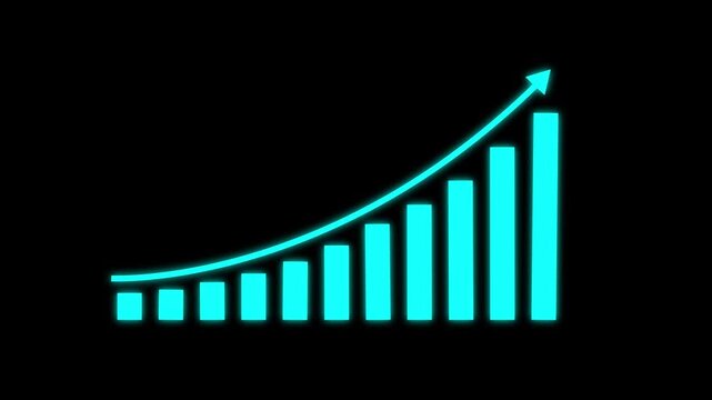 Graph chart showing marketing sales profit increasing to future target suitable for business development direction animation. Ideal for presentations about investment, performance, data visualization 