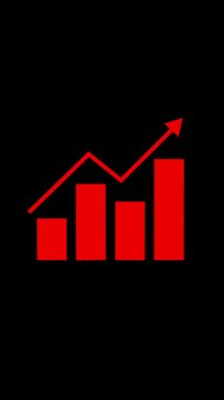 Growing business bar chart with digital technology elements. hi-tech style tech hud element and grid. Digital white bar chart with growing business concept. 4K