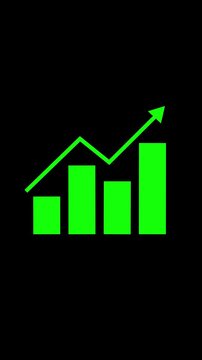 Growing business bar chart with digital technology elements. hi-tech style tech hud element and grid. Digital white bar chart with growing business concept. 4K