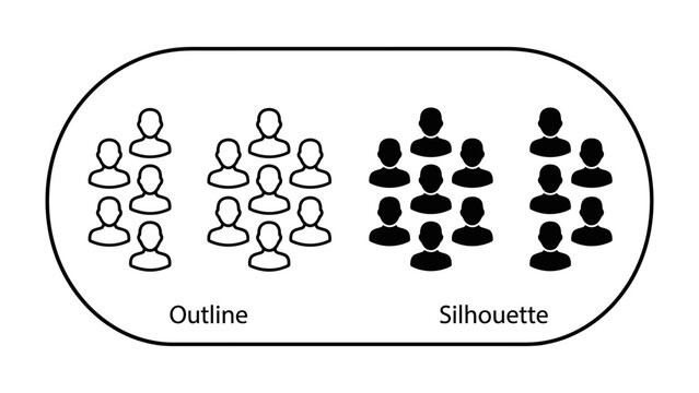 Outline vs Silhouette Figures: A clear visual representation comparing outline figures with silhouette figures, illustrating the difference between empty shapes and filled forms.