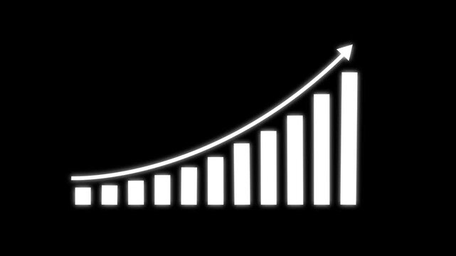Statistics bars columns growth, arrow up icon. Finance, Bar graph going up, Profit concept, positive increase chart. business graph animation. Business growth concept in graph chart showing marketing 