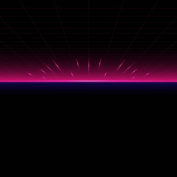 LEVEL UP icon pixel art 8 bit. Retro Futurism Sci-Fi Background. glowing neon grid and stars from vintage arcade computer games