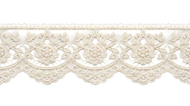 Vintage floral lace border trim in off white for scrapbooking.