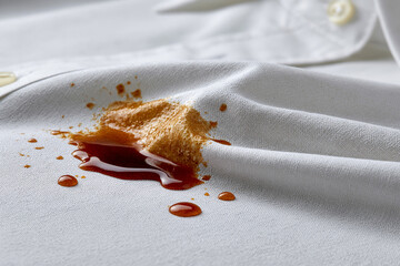 Obraz premium Bright white shirt with stains on a surface