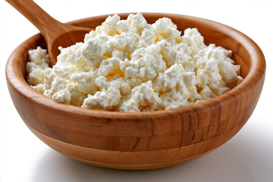 Bowl of cottage cheese on a clean surface