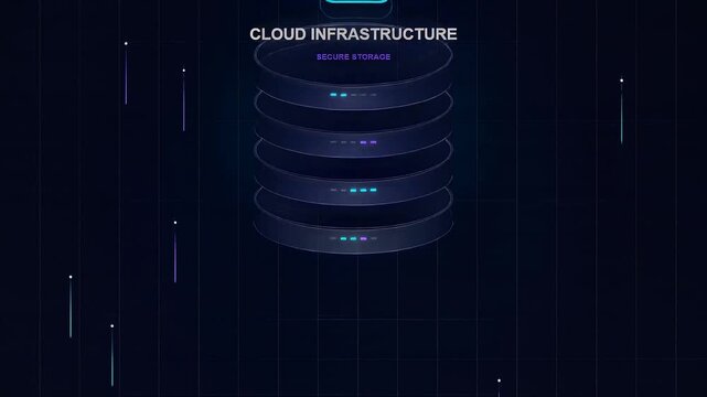 Futuristic digital distributed network interface with glowing nodes
