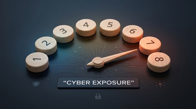 Digital Cyber Exposure Meter Indicating High Security Risk Level Eight