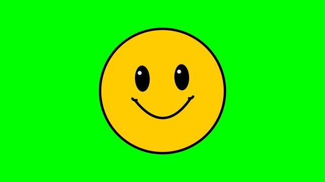 Emoticon icon in yellow centered on a bright green background offers ample space for text overlay.