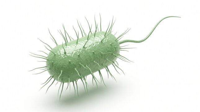 Bacterial pilus fimbriae structure 3D illustration white background