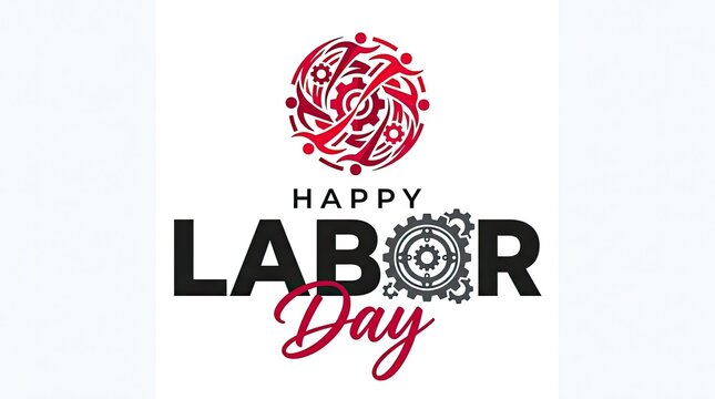 Decorative happy labor day greeting card design with intricate mandala patterns and elegant typography on white background