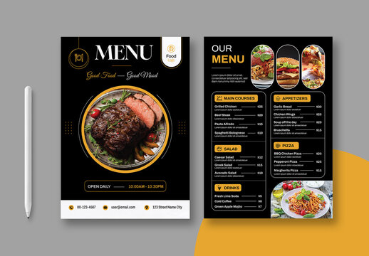 Food Menu Card Design Template Layout