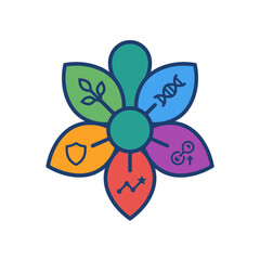 Fototapeta premium A colorful flower icon representing various scientific and business concepts