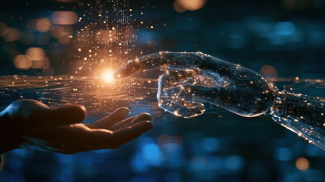 Artificial intelligence powered fintech automation machine learning fraud detection digital transformation focus on innovation ecosystem theme futuristic Manipulation AI data center backdrop.