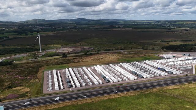 Aerial View of Coalburn Battery Energy Storage System in Scotland