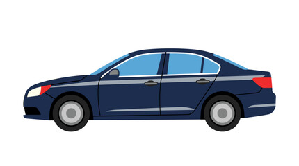 Fototapeta premium Modern dark blue four door sedan car vector illustration