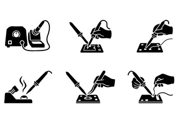 Fototapeta premium Soldering Iron Icon Set – Electronics Repair Tool Icons